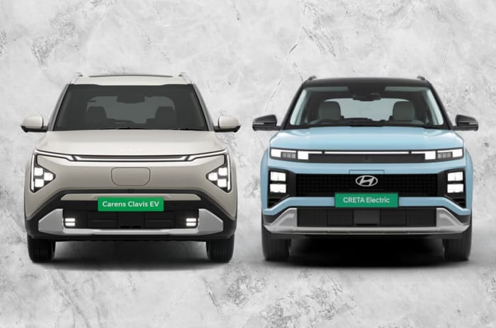Kia Carens Clavis EV and Hyundai Creta Electric front shots